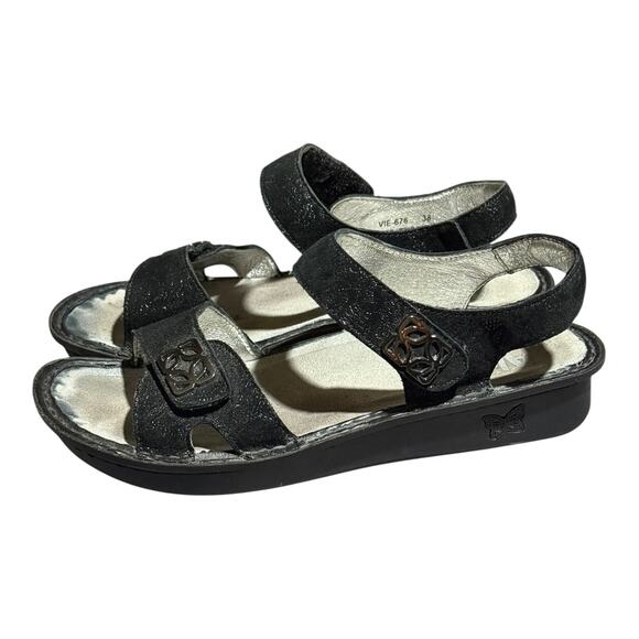 Alegria By PG Lite VIE-676 Black Leather Comfort Sandals Women's US 8 Strap - Picture 4 of 8